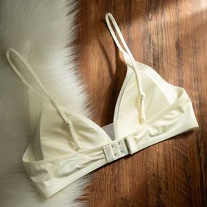 CynL Milk Satin French Deep V Neck Thin Straps Seamless Bra for Small Busts, Wire-Free - Product Image 5