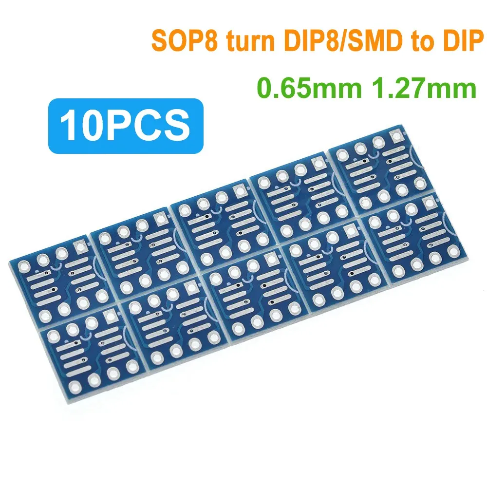 10 adet SOP8 dönüş DIP8 / SMD DIP IC adaptör soketi SOP8/TSSOP8/SOIC8/SSOP8 kurulu DIP adaptörü dönüştürücü plaka 0.65mm 1.27mm