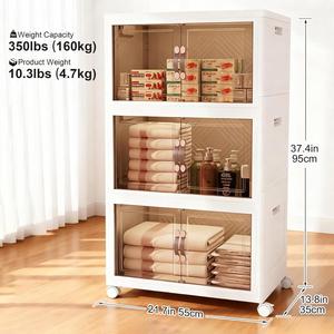 Foldable Rectangle Plastic PP Stackable Heavy-Duty Multi-Layer Bins <b>Shoe</b> Clothes White <b>Clear</b> Cabinet Kid Drawer Storage <b>Box</b> - Product Image 3