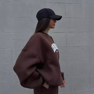 Tuta da <span class=keywords><strong>donna</strong></span> con stampa <span class=keywords><strong>Los</strong></span> <span class=keywords><strong>Angeles</strong></span>, set casual oversize a 2 pezzi, abbigliamento streetwear e loungewear - Product Image 4