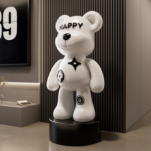 Statue d'ours violent, grande, blanche, de luxe, moderne, décoration de salon, support de meuble TV, cadeau de pendaison de crémaillère - Product Image 3