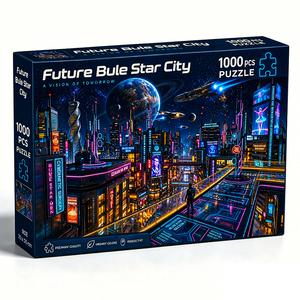 Puzzle 1000 pièces Future Blue Star City en carton, plastique et bois, encre de soja, ajustement parfait, jouet éducatif pour adultes et enfants, cadeau - Product Image 3