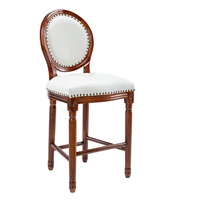 Tabouret de bar vintage en bois, chaise de bar rembourrée à dossier rond avec garniture cloutée pour bar à domicile ou restaurant
