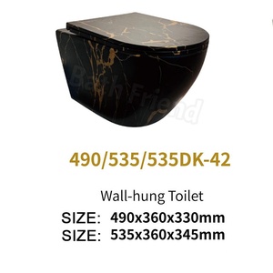 WC mural haut de gamme en céramique colorée, motif marbre noir mat vert émeraude veiné or, pour <span class=keywords><strong>décoration</strong></span> artistique - Product Image 4