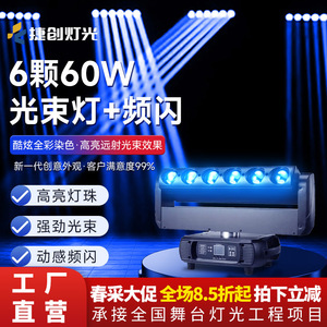 ไฟส่องเวทีแบบเคลื่อนที่ได้ Jiechuang 6-LED 60W พร้อมเอฟเฟกต์ลำแสงและไฟแฟลชแบบหมุนได้สองแบบ - Product Image 3
