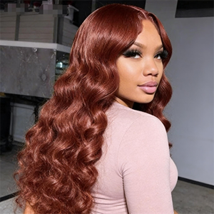 13*4 Фронтальный кружевной парик 33 #   Парик Body Waver из натуральных волос Remy, красно-коричневый, с крупными волнами, полностью ручной работы, разные длины, в наличии - Product Image 6