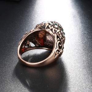 New Turkish Red <strong>Rings</strong> Antique Gold Color Women's Jewelry <strong>Golden</strong> Crown Green Crystal Finger <strong>Ring</strong> - Product Image 3