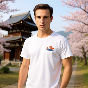 เสื้อยืดวินเทจญี่ปุ่นสีขาวพิมพ์ลายภูเขาไฟฟูจิเสื้อผ้าส่งเสริมการขาย - Product Image 3