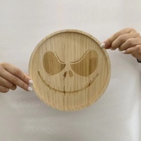 Assiette de service créative en bambou, motif citrouille et chauve-souris d'Halloween, plateau de rangement alimentaire, plat de service original pour fruits domestiques