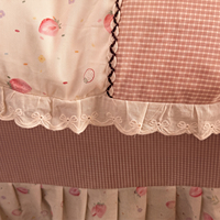 Parure de lit 4 pièces style coréen romantique 200TC toutes saisons en coton doux premium avec jupe de lit à volants et motif végétal en dentelle patchwork, et housse de couette