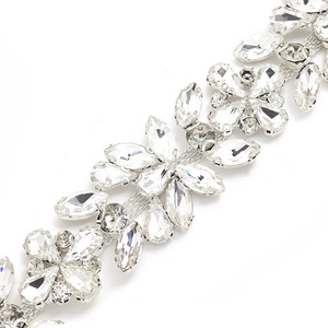 Cinturón de flores con pedrería de cristal cosido a mano, accesorios de joyería elegantes blancos para bricolaje, para vestidos de novia, zapatos y bolsos - Product Image 5