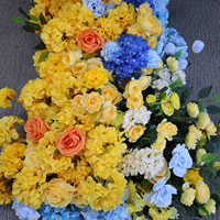 Arrangement floral en soie artificielle jaune et bleue en forme de cascade, centre de table de mariage, décoration de réception de banquet