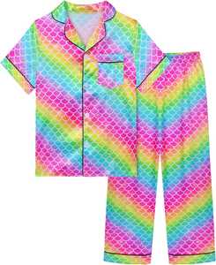 Ropa de dormir transpirable para niños, conjunto de pijamas de noche de dibujos animados para niñas, venta al por mayor, ropa de dormir de unicornio arcoíris de verano personalizada 2025 - Product Image 4