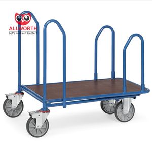 Gudang ritel kargo Transport baja jaring stabil Platform kayu logistik troli tangan - Product Image 2