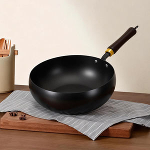Demir Düz Wok Büyük Göbekli Şekil Kaplamasız Sağlıklı Çevre Dostu Çoklu Boyut 24cm-28cm Paslanmaz Tencere - Product Image 2