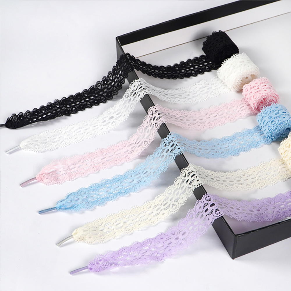 WEGOODZF Custom High Quality Ballet Style Flat Lace Shoelaces 3 CM Wide Available in White Black for Women's Sneakers Shoes