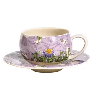 Американское Ретро продвинутое чувство кофейной чашки блюдце оригинальный фиолетовый цветок послеобеденный чай чашка