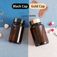 Flacon en verre ambré de 250 ml avec bouchon à vis noir, conteneur vide pour capsules de médicaments, flacon en verre pour compléments pharmaceutiques et comprimés