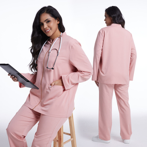 Ensemble d'uniformes médicaux roses OEM, trois pièces, pour infirmières et médecins, avec <span class=keywords><strong>veste</strong></span> à manches longues pour l'hôpital - Product Image 2