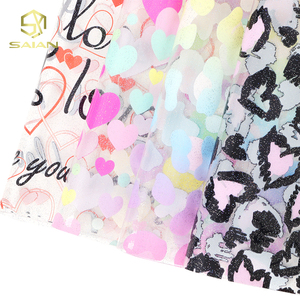 0,5 MM de espesor amor en forma de corazón patrón impreso brillo brillante PVC brillo gelatina tela de vinilo para lazos cartera bolsas - Product Image 3