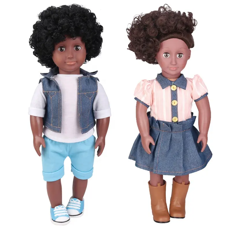 最新の黒の男の子の人形のおもちゃ工場価格黒の人形アフリカ系アメリカ人18インチ黒の人形OEM/ODM