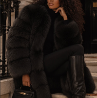 Manteau d'hiver pour femme en fourrure de renard véritable, épais et chaud, idéal pour les soirées, les fêtes ou comme cadeau de Noël