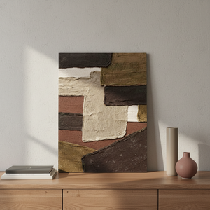 Hand-sculpted 3D Textured Rustic Brown &amp; Cream Abstract Canvas Wall <strong>Art</strong> for Living Room Entryway Natural Home Decoration - Product Image 3