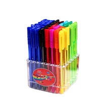 Stylo à bille classique transparent à triangle, boîte de présentation en plastique exquise avec stylo à bille multicolore