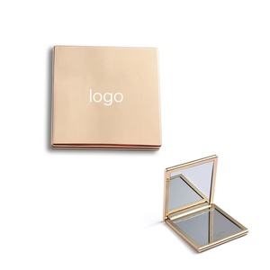 Private Label Luxury Golden Square Metal Double Sided <b>Compact</b> Cosmetic Makeup <b>Mirror</b> - Product Image 1