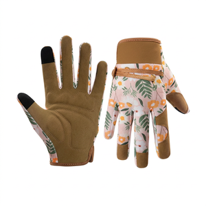 Anti-Slip PU Work <b>Gloves</b> Textured Fingertips Elastic Wristband General Purpose Floral Pattern 4 Mil Thick <b>Silicone</b>-free - Product Image 1