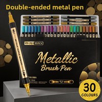 Marqueur double pointe en métal et acrylique, séchage rapide, imperméable, non effaçable, pointe rigide, surligneur, pour peinture artistique et graffiti