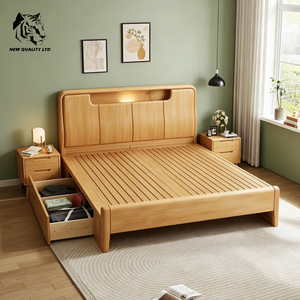 Cama de almacenamiento de madera de tamaño completo, nueva moda, muebles de dormitorio, con logotipo personalizado, precio más bajo, gran stock, envío inmediato, suministro de China - Product Image 5