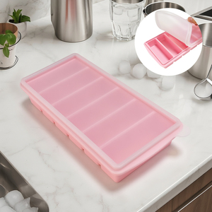 Bandeja de silicona para cubitos de hielo con tapa, 6 compartimentos, molde rectangular grande para congelador, fácil desmolde para el hogar, bar o restaurante, sin BPA - Product Image 4