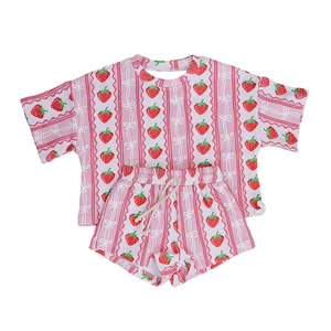 GSSO3650 Ensemble pour enfants personnalisé, tenue à manches courtes rose vif à imprimé léopard pour petite fille active, vente en gros - Product Image 4