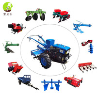 Motoculteur à main 18 CV pour usage agricole, motoculteur et motobineuse avec moteur diesel, boîte de vitesses principale, charrue à disques et sous-soleuse