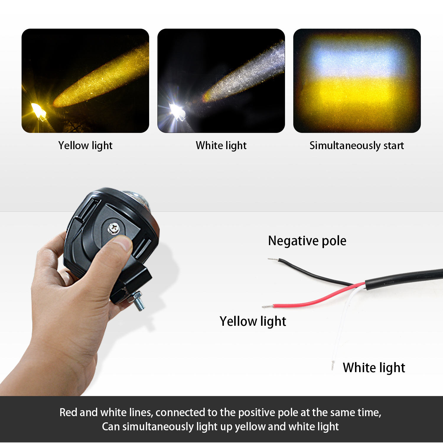 Lumière laser jaune et blanche