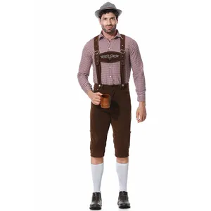 Ensemble trois pièces Oktoberfest : Costume Lederhosen pour <span class=keywords><strong>Homme</strong></span>, Bretelles, Chemise et Chapeau – <span class=keywords><strong>Tenue</strong></span> <span class=keywords><strong>de</strong></span> Cosplay pour Festivals <span class=keywords><strong>de</strong></span> <span class=keywords><strong>la</strong></span> Bière Bavaroises Allemands - Product Image 2
