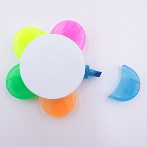 Stylo surligneur multicolore en gros 5 couleurs en 1 marqueur en forme de fleur avec impression personnalisée - Product Image 4