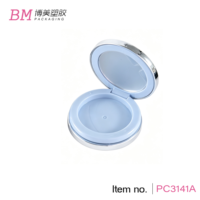 Boîtier compact rond pour poudre pressée avec logo personnalisé et miroir, conteneur portable pour poudre de maquillage pour le visage