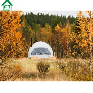 Groothandel dome tent venster-6m Diameter Outdoor Camping Tent Glamping Dome Twee Persoon Hotel Dome Met Grote Bay Clear Window