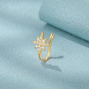 CANNER Octagonal Star-Studded Diamond Zircon <b>Nose</b> Ring <b>Nose</b> <b>Cuff</b> Piercing Jewelry S925 Silver Wholesale - Product Image 1