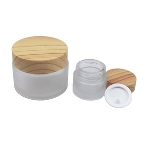 Frascos de Vidrio Esmerilado Transparente Personalizados para Crema Facial y Contorno de Ojos, con Tapa de Bambú, 5g 10g 15g 20g 30g 50g 100g - Product Image 2