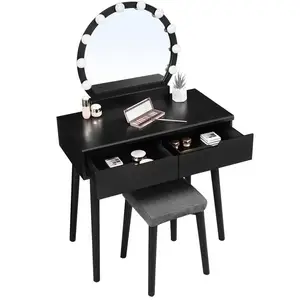 Wholesale Makeup Vanity Desk With Bulb Lights And Chair Set