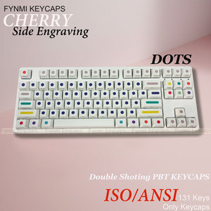 คีย์แคป Fynmi รุ่นใหม่ <span class=keywords><strong>GMK</strong></span> สีขาว/ดำลายจุด แบบสลักด้านข้าง 131 ปุ่ม รูปแบบ ANSI ISO สำหรับสวิตช์ Cherry MX Gateron Kailh Outemu - Product Image 2