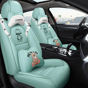 Housse de siège de <span class=keywords><strong>voiture</strong></span> en cuir universelle quatre saisons Oasis Wholesale, motif dessin animé, ensemble complet de 5 pièces, coussins entièrement enveloppants, garantie 1 an - Product Image 2