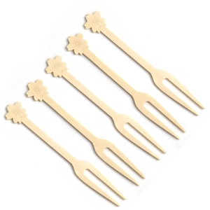 Garfo de dois pinos Plastik Garfo De Frutas De Bambu Descartável Substituto - Product Image 4