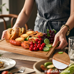 Bambú de doble cara y SUS 304, venta al por mayor, bloques de cortar, tabla de cortar de madera, cocina para carne, frutas, verduras con ranura para jugo - Product Image 5