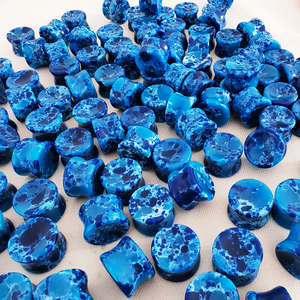 [] Gran oferta de alta calidad, nuevos tapones para los oídos de piedra de howlita acampanada doble, joyería para Piercing corporal cóncavo, calibre personalizado al por mayor - Product Image 2