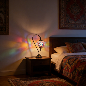 Lampada a Mosaico Turca Vintage <span class=keywords><strong>in</strong></span> Metallo e <span class=keywords><strong>Vetro</strong></span>, Lampada <span class=keywords><strong>da</strong></span> <span class=keywords><strong>Tavolo</strong></span> di Lusso Fatta a Mano per Camera <span class=keywords><strong>da</strong></span> Letto e Soggiorno - Product Image 4