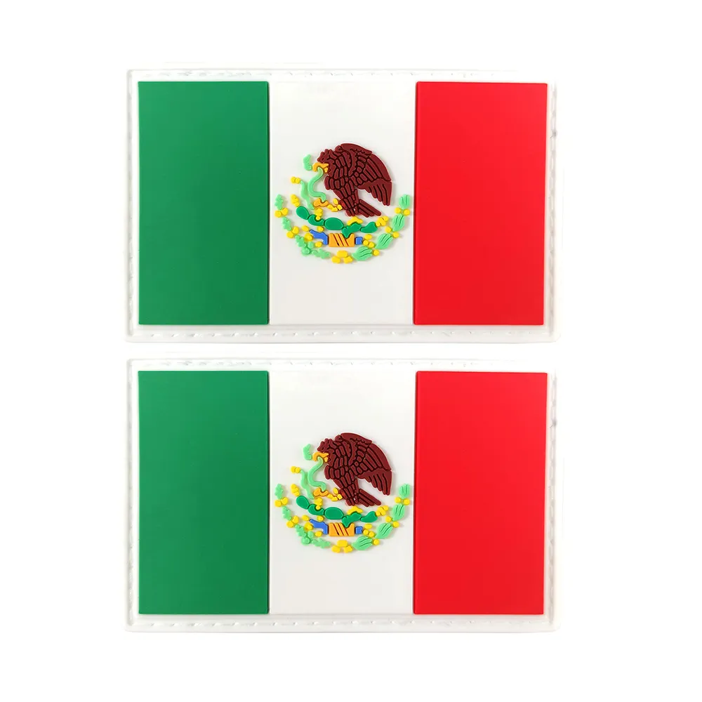 PVC silikon lingkungan patch Meksiko bendera kait dan loop merekat sendiri patch untuk topi